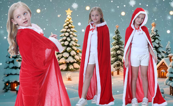 Christmas adult children's shawl girl New Year hooded cape shawl