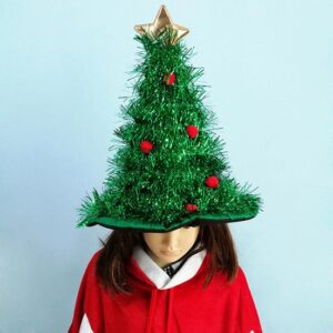 Christmas Hat Party Decor Shiny Christmas Tree Hat Santa Hat Xmas Party Themed Role-Playing Headwear 2025 New Year Xmas Headwear